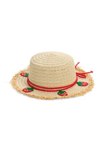 Piper & Jax Kids' Strawberry Straw Hat In Brown