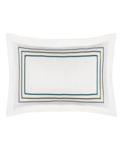 Piper & Wright Meadow Embroidered Boudoir Decorative Pillow, 12" X 24" In White
