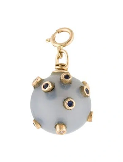 Pre-owned Piper Gore 18k Chalcedony, Sapphire & Diamond Pendant In Multi