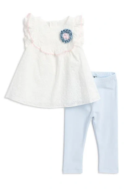 Pippa & Julie Babies'  Aria Eyelet Peplum Top & Leggings Set In White
