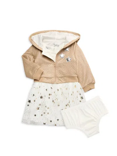 Pippa & Julie Baby Girl's 3-piece Dress, Jacket & Bloomers Set In Gold
