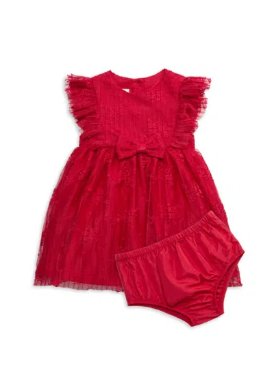 Pippa & Julie Baby Girl's Lara 2-piece Lace Dress & Bloomers Set In Red