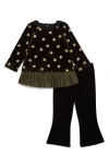 Pippa & Julie Camilla Star Print Velvet Top, Tanki & Pants Set In Black