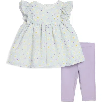Pippa & Julie Babies'  Cassidy Floral Ruffle Top & Leggings Set In Light Blue