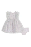 Pippa & Julie Fallon Metallic Star Sleeveless Tulle Dress & Bloomers In White