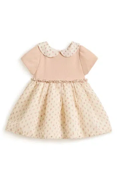 Pippa & Julie Babies'  Faye Mixed Media Floral Bubble Dress In Pink