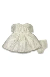 Pippa & Julie Floral Lace Dress & Bloomers In Ivory