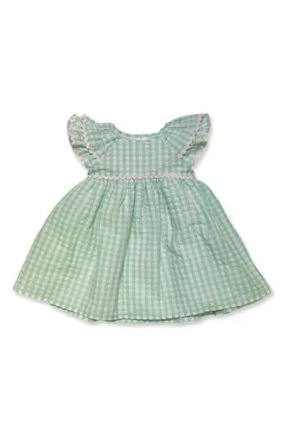 Pippa & Julie Babies'  Gingham Flutter Sleeve Dress & Bloomers In Mint