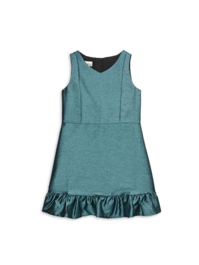 Pippa & Julie Kids' Girl's Hazel V-neck Dress In Teal