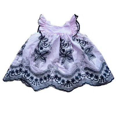 Pre-owned Pippa & Julie Kids' Girls Pink Navy Dress