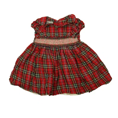 Pre-owned Pippa & Julie Kids' Girls Red Green Plaid Dress In Blue