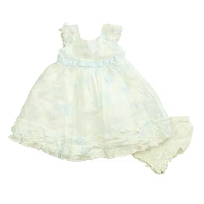 Pre-owned Pippa & Julie Kids' Girls White Blue Dress