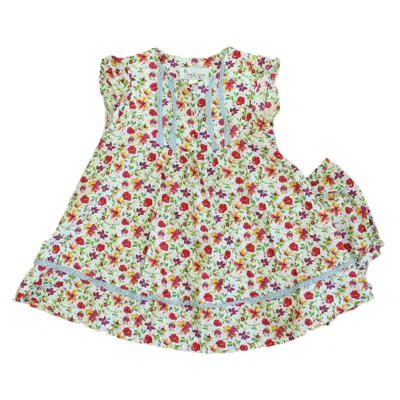 Pre-owned Pippa & Julie Kids' Girls White Pink Floral Dress In Blue