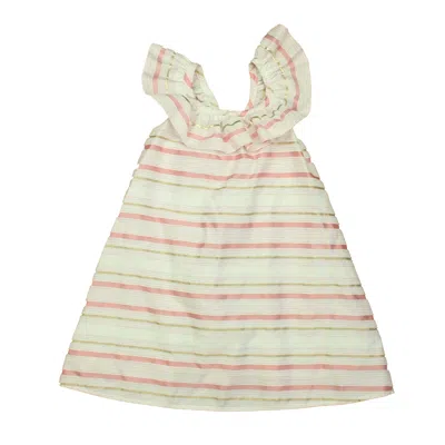 Pre-owned Pippa & Julie Kids' Girls White Pink Stripe Dress In Multi