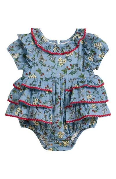 Pippa & Julie Babies'  Ivy Floral Print Romper In Blue