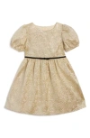Pippa & Julie Jill Puff Sleeve Jacquard Party Dress In Gold