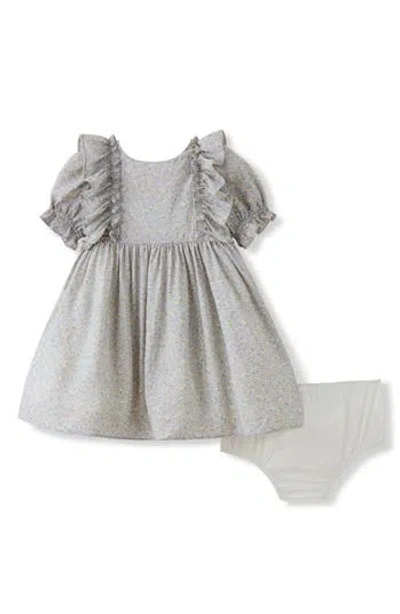 Pippa & Julie Babies'  Kids' Annalise Floral Dress & Diaper Cover Set In Gray