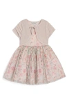Pippa & Julie Kids' Chloe Floral Print Tulle Dress & Shrug Set In Mauve