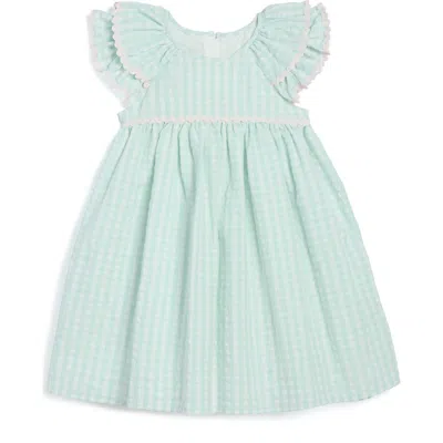 Pippa & Julie Kids' Dahlia Seersucker Gingham Dress In Mint