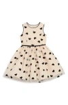Pippa & Julie Kids' Flocked Heart Sleeveless Fit & Flare Dress In Neutral