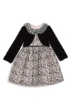 Pippa & Julie Kids' Flocked Mesh Dress & Shrug Set In Black