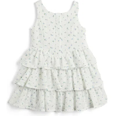 Pippa & Julie Kids' Floral Puckered Tiered Party Dress In White