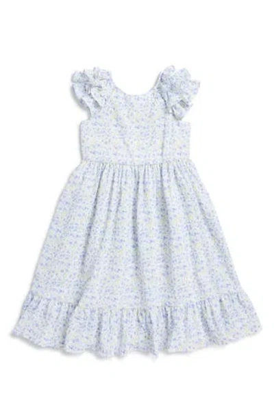 Pippa & Julie Kids' Floral Ruffle Sleeve Maxi Dress In Lilac