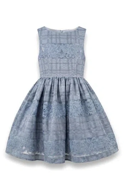 Pippa & Julie Kids' Isabella Striped Lace Dress In Blue