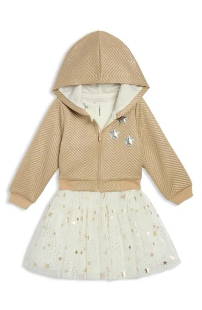 Pippa & Julie Kids' Metallic Hoodie & Dress Set In Gold