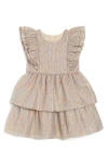 Pippa & Julie Little Girl's Kelly Metallic Fit & Flare Dress In Gold