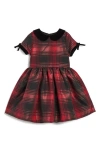 Pippa & Julie Kids' Molly Metallic Plaid Velvet Trim Dress In Red