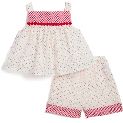 Pippa & Julie Babies'  Kids' Polka Dot Top & Woven Shorts Set In Red