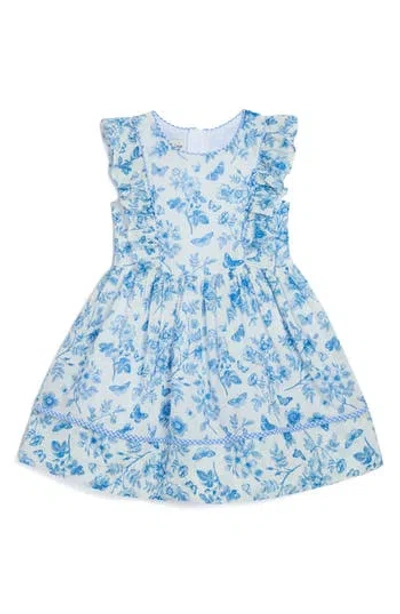 Pippa & Julie Kids' Rebecca Butterfly Toile Dress In Blue