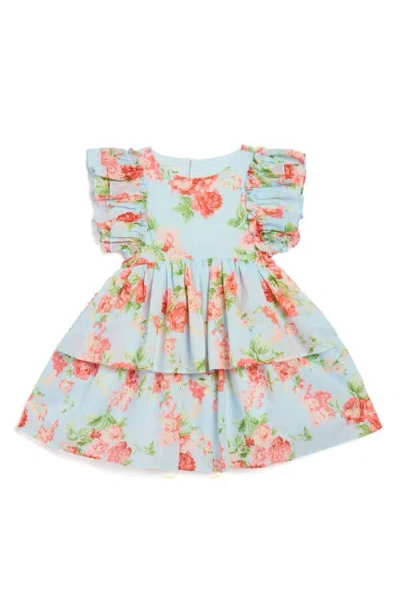 Pippa & Julie Kids' Rylie Rose Ruffle Cotton Party Dress In Blue