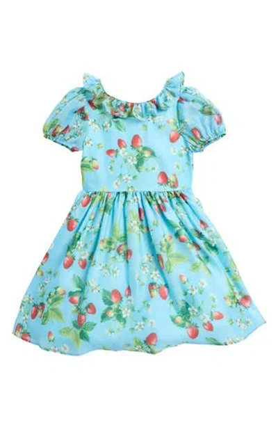 Pippa & Julie Kids' Strawberry Organza Party Dress In Blue