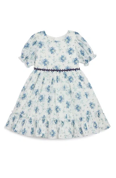 Pippa & Julie Kids' Susie Floral Print Dress In Dark Blue