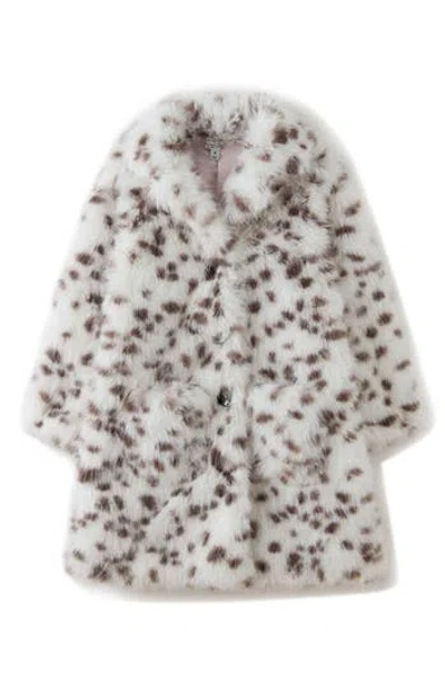 Pippa & Julie Kids' Sutton Dalmatian Print Faux Fur Coat In White