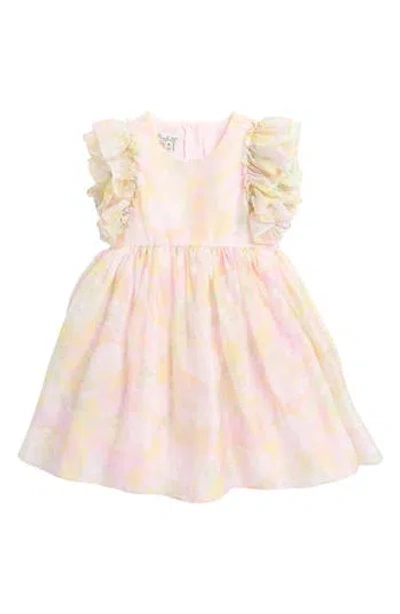 Pippa & Julie Kids' Watercolor Floral Print Dress In Pink