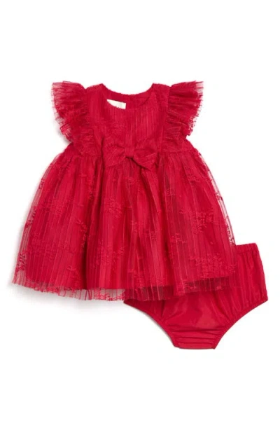 Pippa & Julie Baby Girl's Lara 2-piece Lace Dress & Bloomers Set In Red