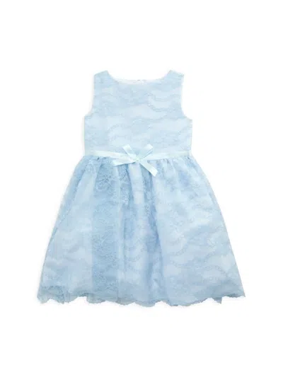 Pippa & Julie Babies' Littel Girl's Lace Fit & Flare Dress In Light Blue