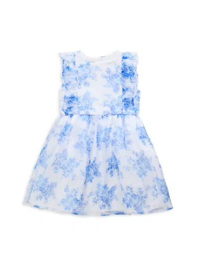 Pippa & Julie Kids' Little Girl's & Girl's Floral A Line Dress In Blue White