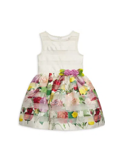 Pippa & Julie Kids' Little Girl's & Girl's Floral Fit-&-flare Dress In Ivory
