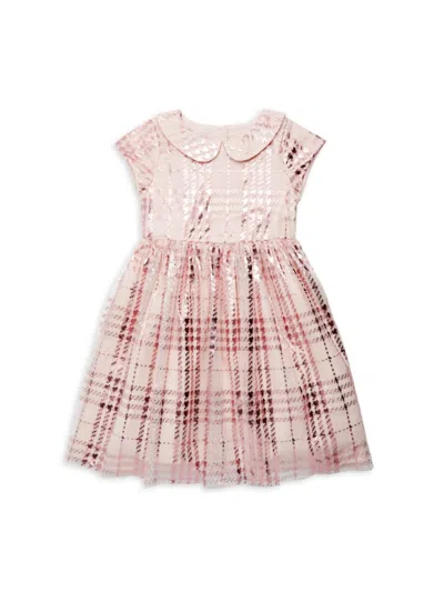 Pippa & Julie Kids' Little Girl's & Girl's Metallic Plaid Dress In Pink