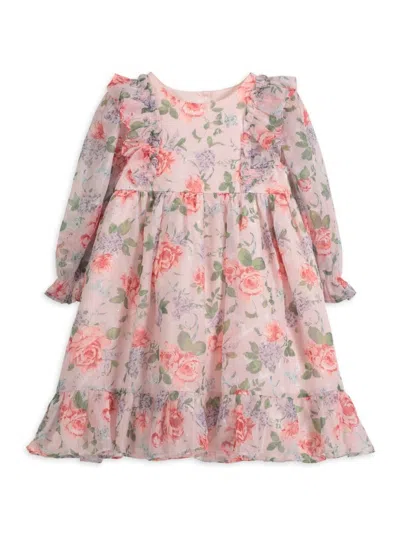 Pippa & Julie Kids' Little Girl's & Girl's Ruffle Floral Dress In Pink Red