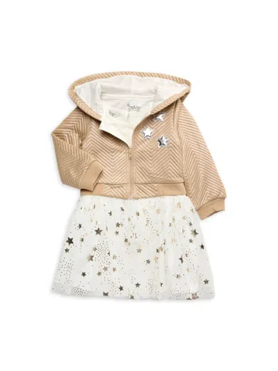 Pippa & Julie Kids' Little Girl's Jessica 2-piece Dress & Jacket Set In Gold
