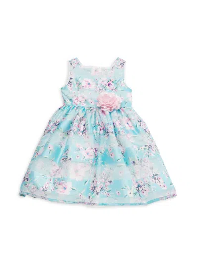 Pippa & Julie Kids' Little Girl's Mila Floral Sleeveless Dress In Teal