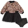 Pippa & Julie Maya Faux Fur Bomber Jacket, Party Dress & Bloomers Set In Multi