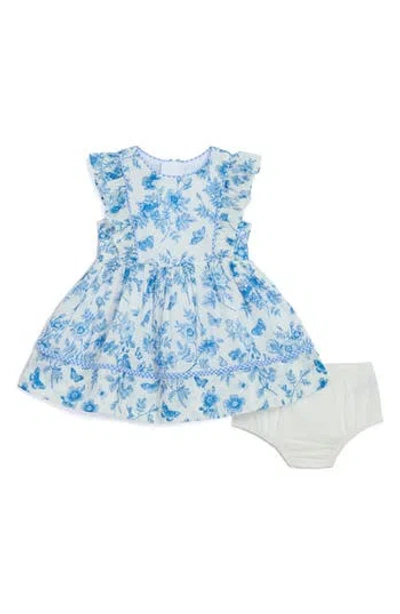 Pippa & Julie Babies'  Rebecca Butterfly Floral Cotton Dress & Bloomers Set In Multi