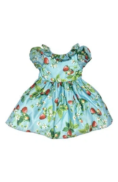Pippa & Julie Babies'  Strawberry Print Dress & Bloomers In Blue