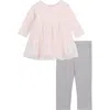 Pippa & Julie Tulle Top & Leggings In Blush/grey